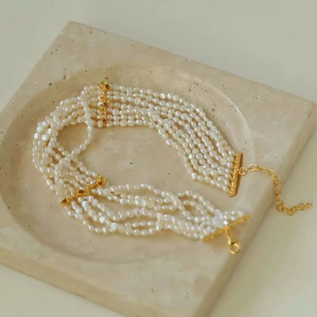Natural Freshwater Pearl Choker | French Vintage Multi-Layer Necklace Miya Atelier-Shenzhen