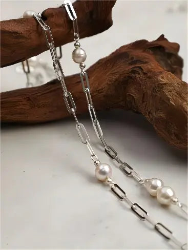 Silver Chain & Moon Drop Necklace Miya Atelier