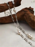 Silver Chain & Moon Drop Necklace Miya Atelier