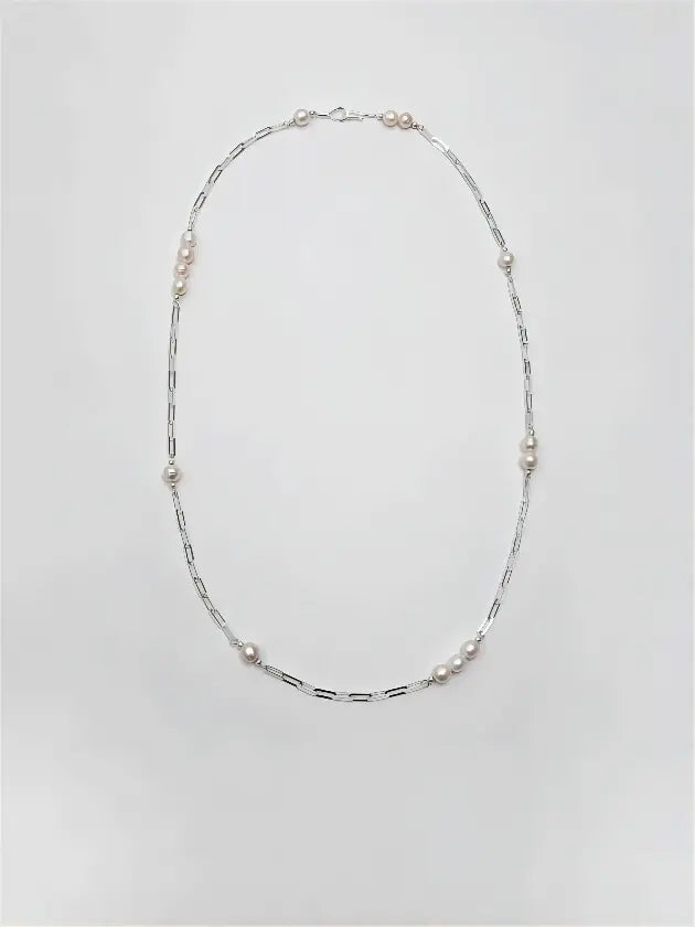 Silver Chain & Moon Drop Necklace Miya Atelier