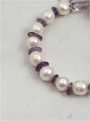 Amethyst Free-Form Bracelet – Textured Pearl & Sterling Silver Miya Atelier