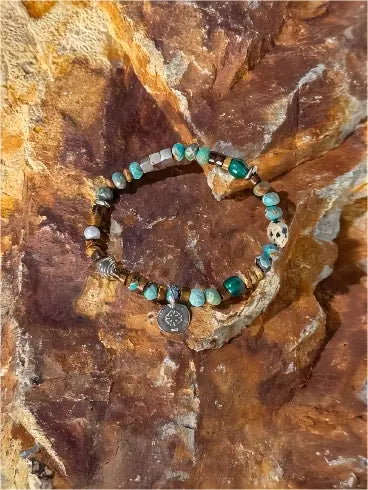 Golden Amber & Turquoise Bracelet Miya Atelier