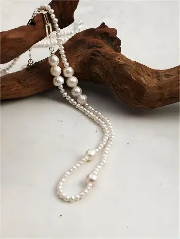 Slender Moon & Silver Link Necklace Miya Atelier
