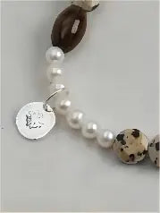 Moon Amber & Speckled Silver Bracelet Miya Atelier