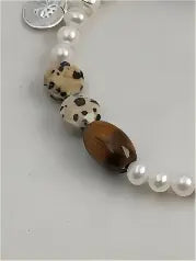 Moon Amber & Speckled Silver Bracelet Miya Atelier