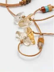 Golden Crystal & Moon Floss Necklace Miya Atelier