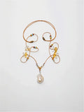 Golden Crystal & Moon Floss Necklace Miya Atelier