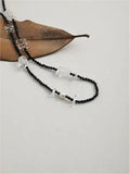 Inky Chain & Crystal Moon Necklace Miya Atelier