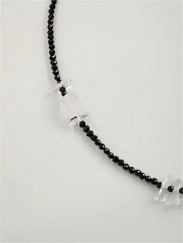 Inky Chain & Crystal Moon Necklace Miya Atelier