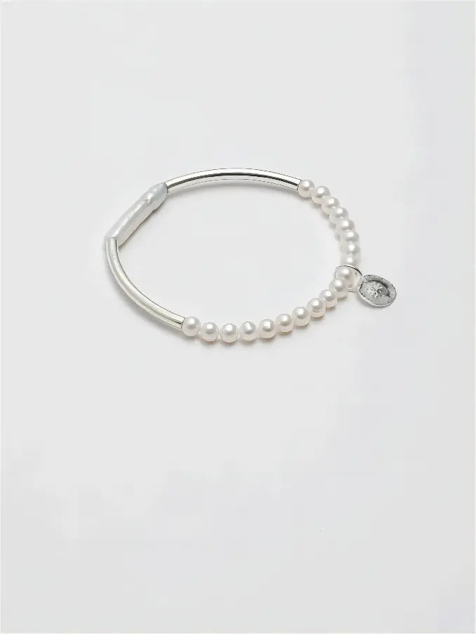 Moon Wraps & Silver Circle Bracelet Miya Atelier