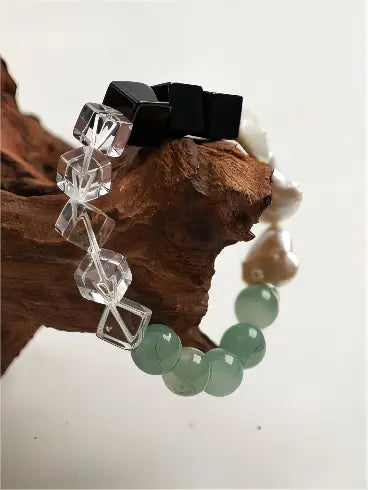 Jade Glow & Moon Crystal Bracelet Miya Atelier