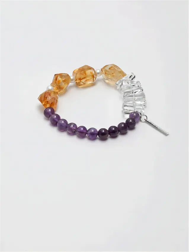 Amethyst Glow & Golden Crystal Bracelet Miya Atelier