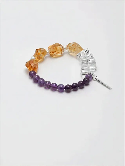 Amethyst Glow & Golden Crystal Bracelet Miya Atelier