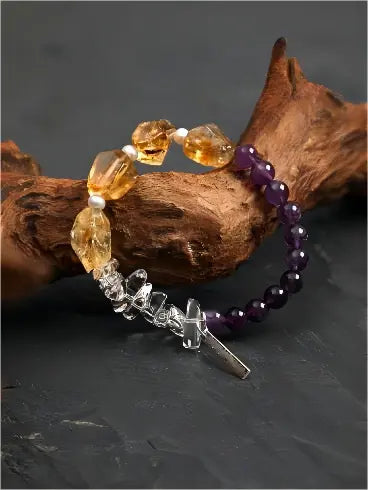 Amethyst Glow & Golden Crystal Bracelet Miya Atelier