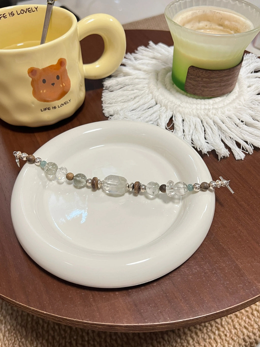 Green Phantom · Clear Quartz · Agarwood Triple Essence Bracelet – 925 Silver Accents Miya Atelier-Shenzhen