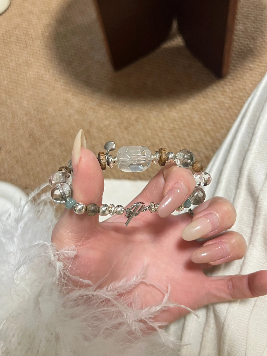 Green Phantom · Clear Quartz · Agarwood Triple Essence Bracelet – 925 Silver Accents Miya Atelier-Shenzhen