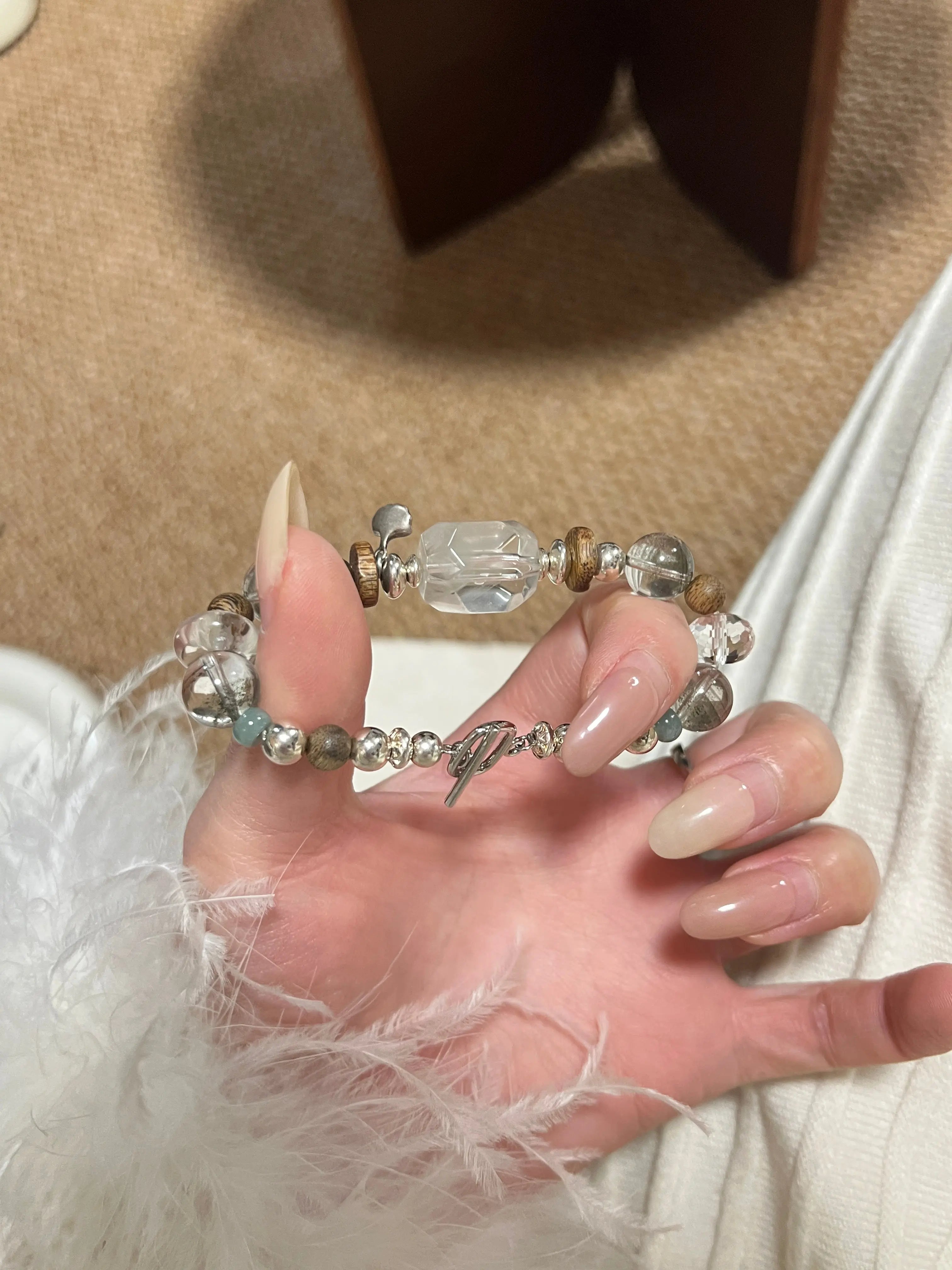 Green Phantom · Clear Quartz · Agarwood Triple Essence Bracelet – 925 Silver Accents Miya Atelier-Shenzhen