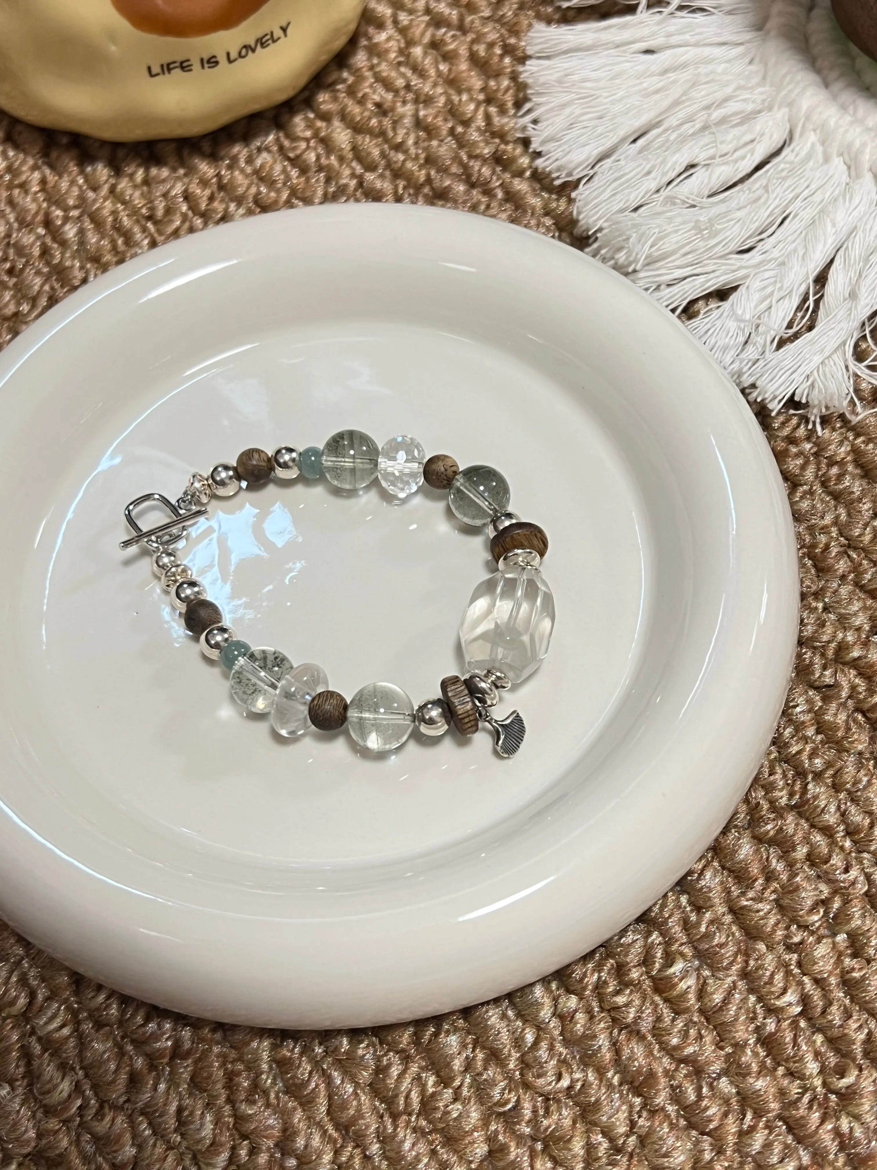 Green Phantom · Clear Quartz · Agarwood Triple Essence Bracelet – 925 Silver Accents Miya Atelier-Shenzhen