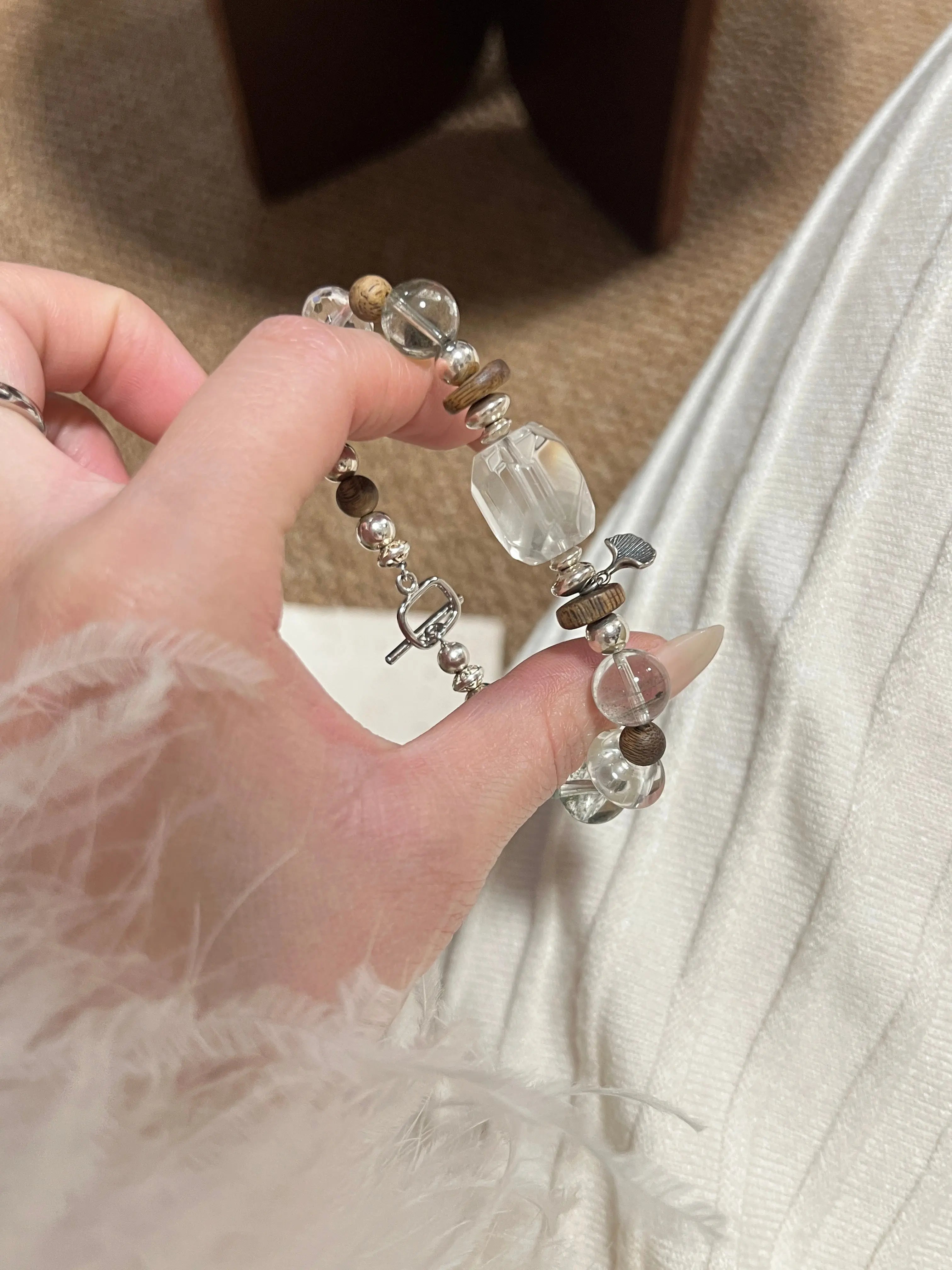 Green Phantom · Clear Quartz · Agarwood Triple Essence Bracelet – 925 Silver Accents Miya Atelier-Shenzhen