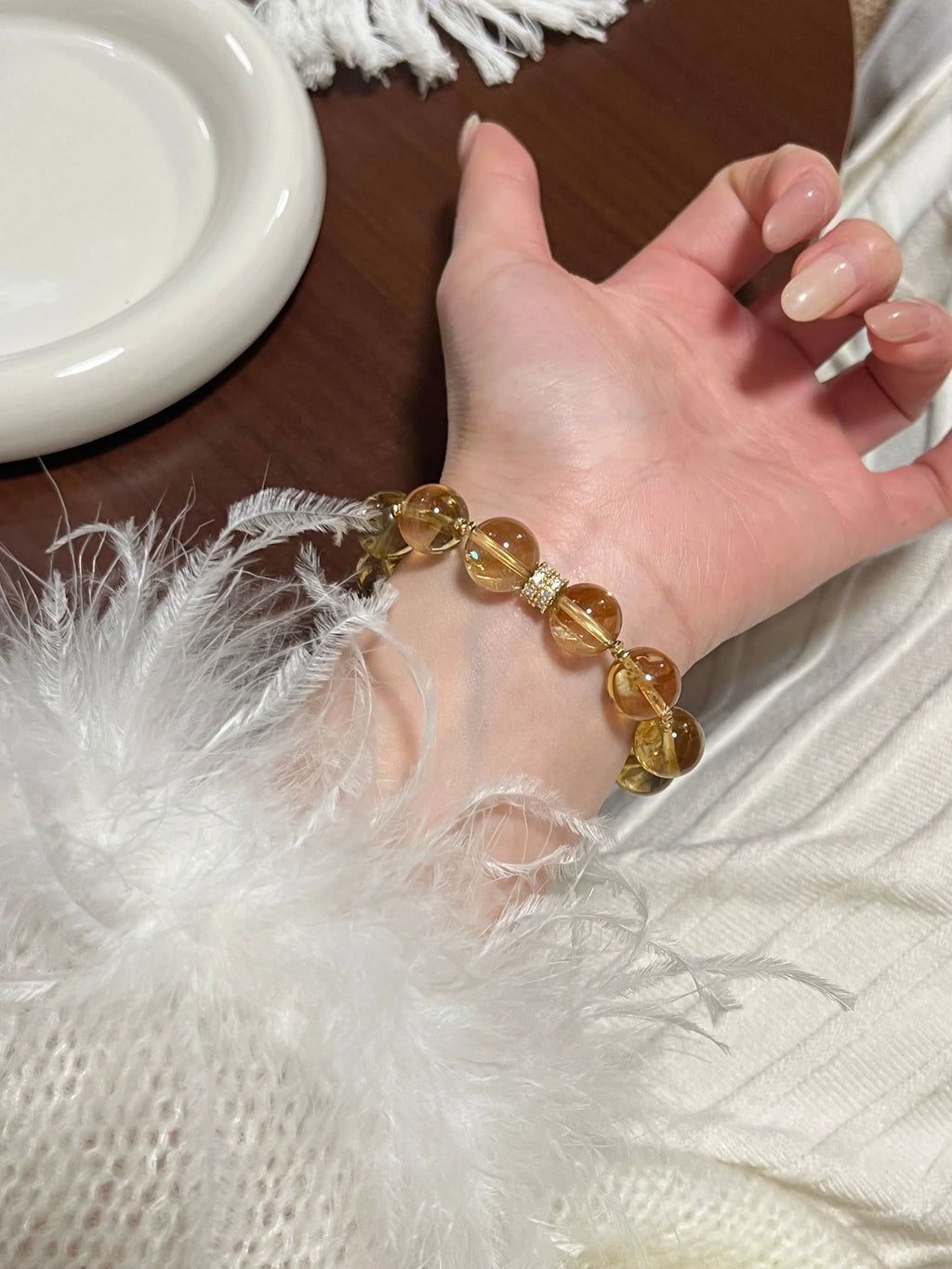 Golden Tager Crystal Prosperity Bracelet – 12mm Beads, Copper Gold-Plated Accents Miya Atelier-Shenzhen