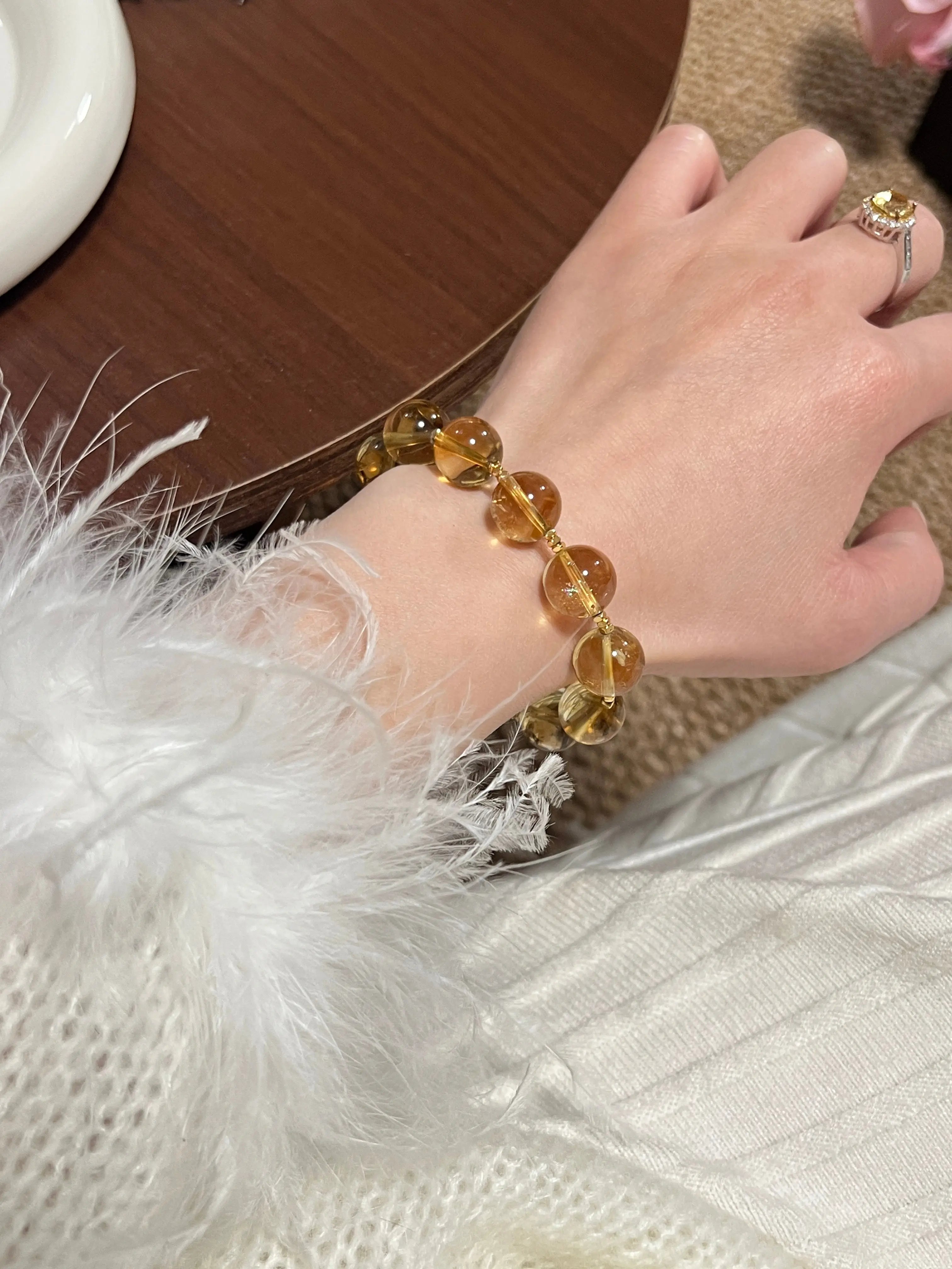 Golden Tager Crystal Prosperity Bracelet – 12mm Beads, Copper Gold-Plated Accents Miya Atelier-Shenzhen