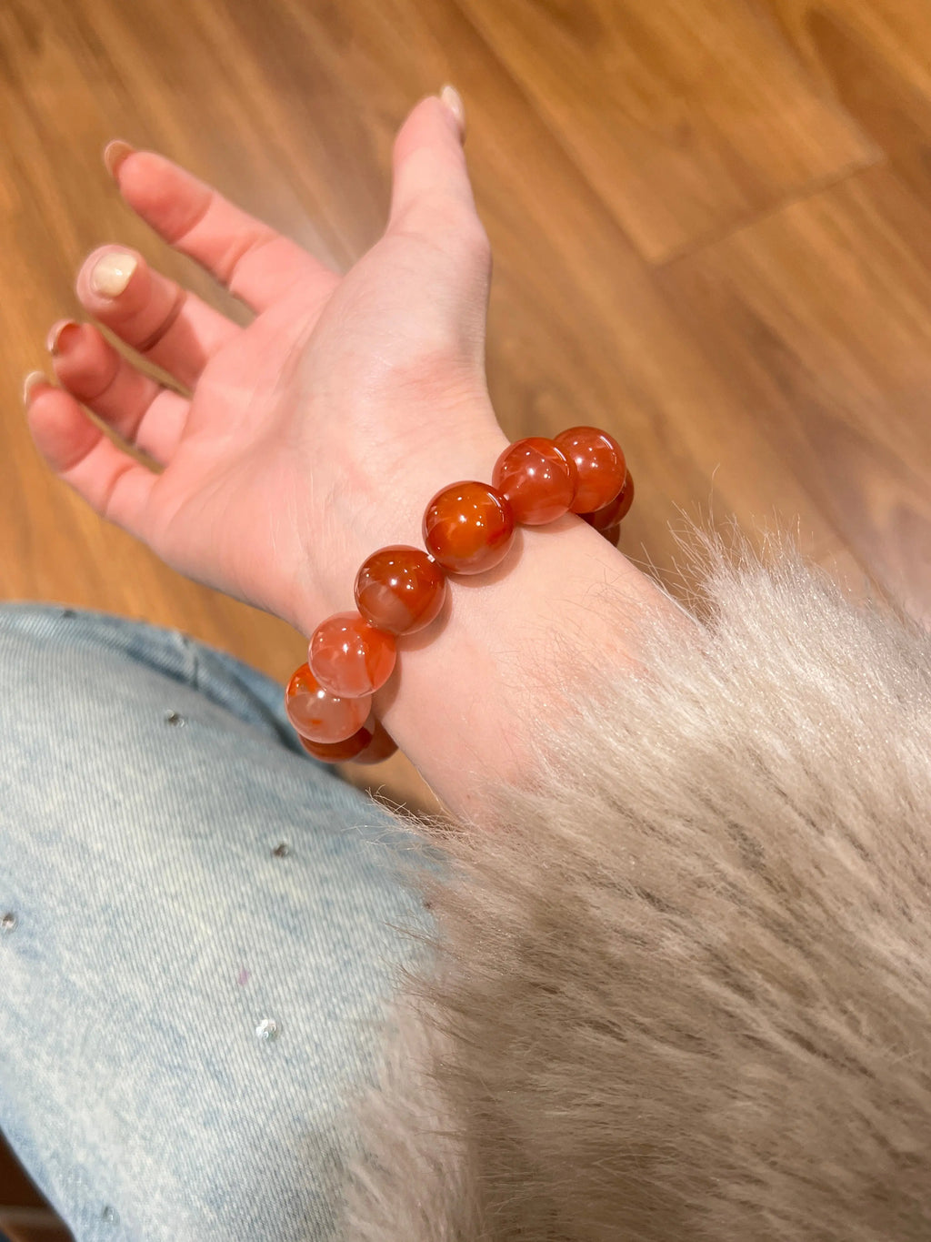Icy-Run South Red Agate Bracelet – 15mm Beads, Year of the Horse Blessing Miya Atelier-Shenzhen