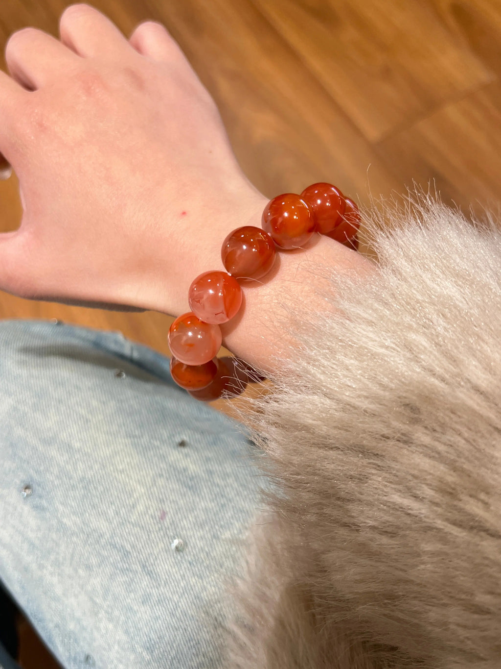 Icy-Run South Red Agate Bracelet – 15mm Beads, Year of the Horse Blessing Miya Atelier-Shenzhen