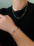Starlight Drizzle Set – Optimized Turquoise Bead Necklace & Bracelet, Gold Chain Miya Atelier-Shenzhen