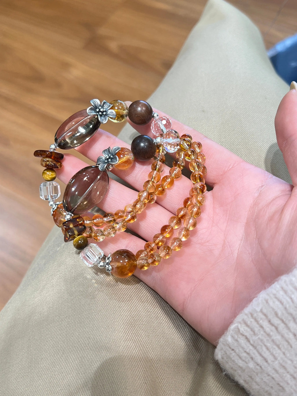 Smoky Quartz & Citrine Bracelet – 5mm–12mm Beads, Sterling Silver Accents Miya Atelier-Shenzhen