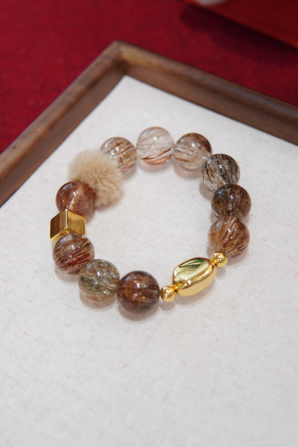 Black Gold Super Seven Bracelet – 15mm Beads, Copper Gold-Plated Accents Miya Atelier-Shenzhen