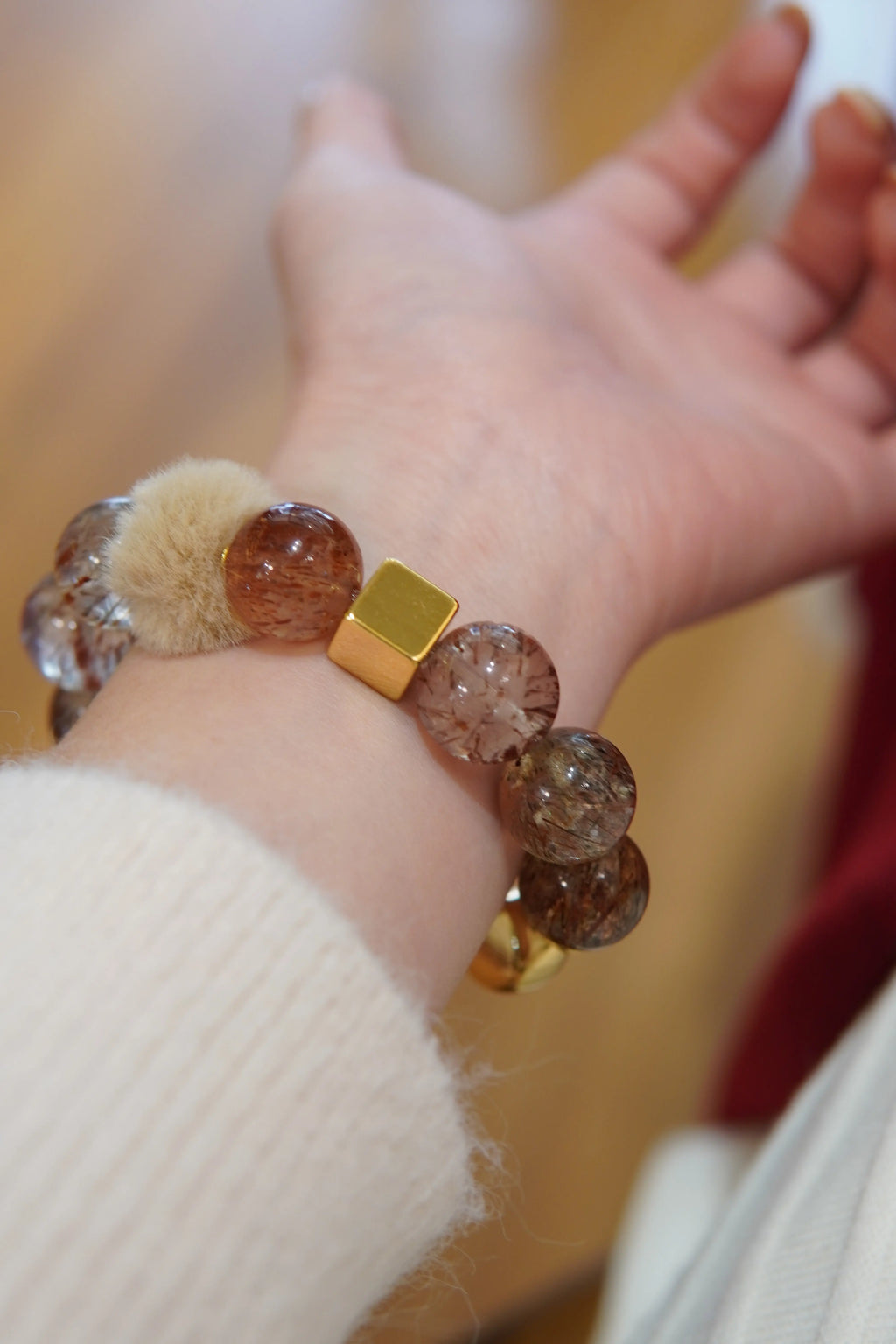 Black Gold Super Seven Bracelet – 15mm Beads, Copper Gold-Plated Accents Miya Atelier-Shenzhen