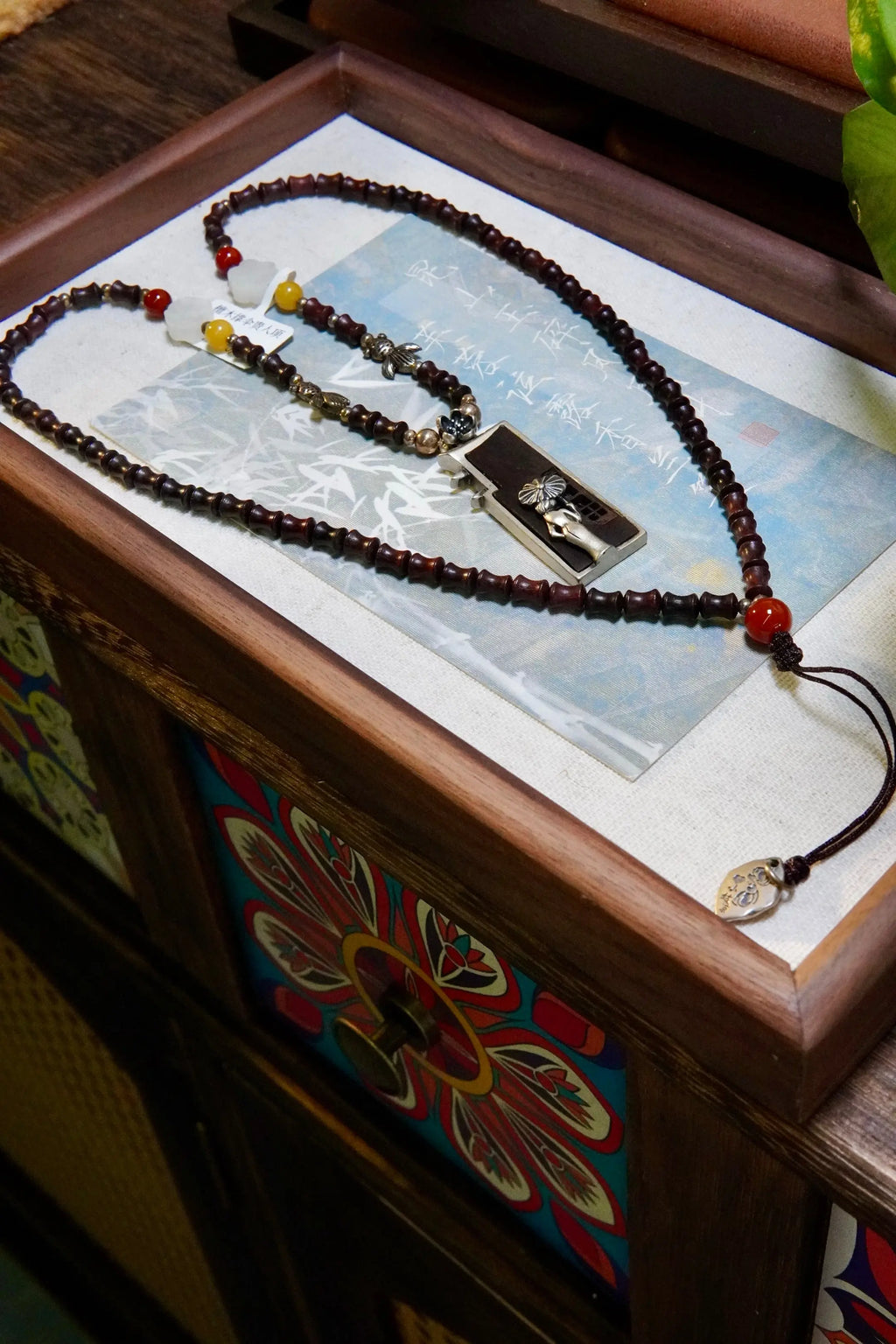 Sandalwood Guardian Angel Necklace – 925 Silver, Red Agate & Amber Miya Atelier-Shenzhen