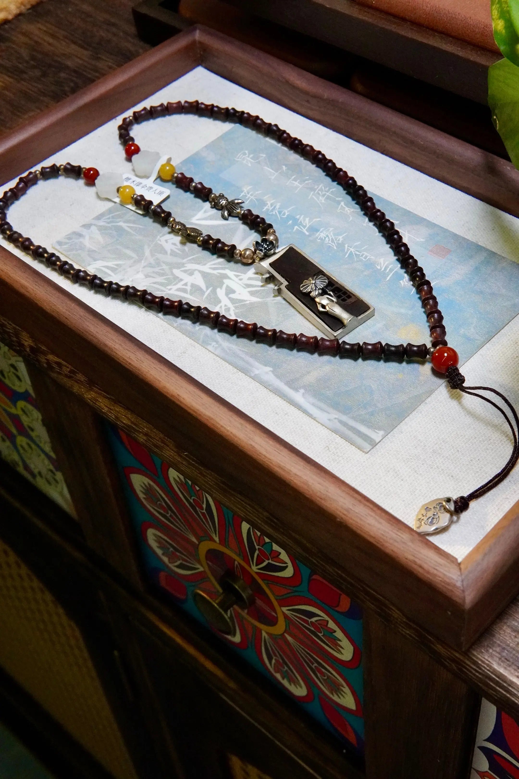 Sandalwood Guardian Angel Necklace – 925 Silver, Red Agate & Amber Miya Atelier-Shenzhen