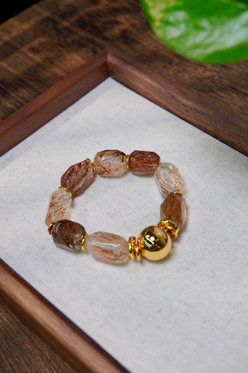Black Gold Super Seven Bracelet – 12mm Beads, Copper Alloy Accents Miya Atelier-Shenzhen