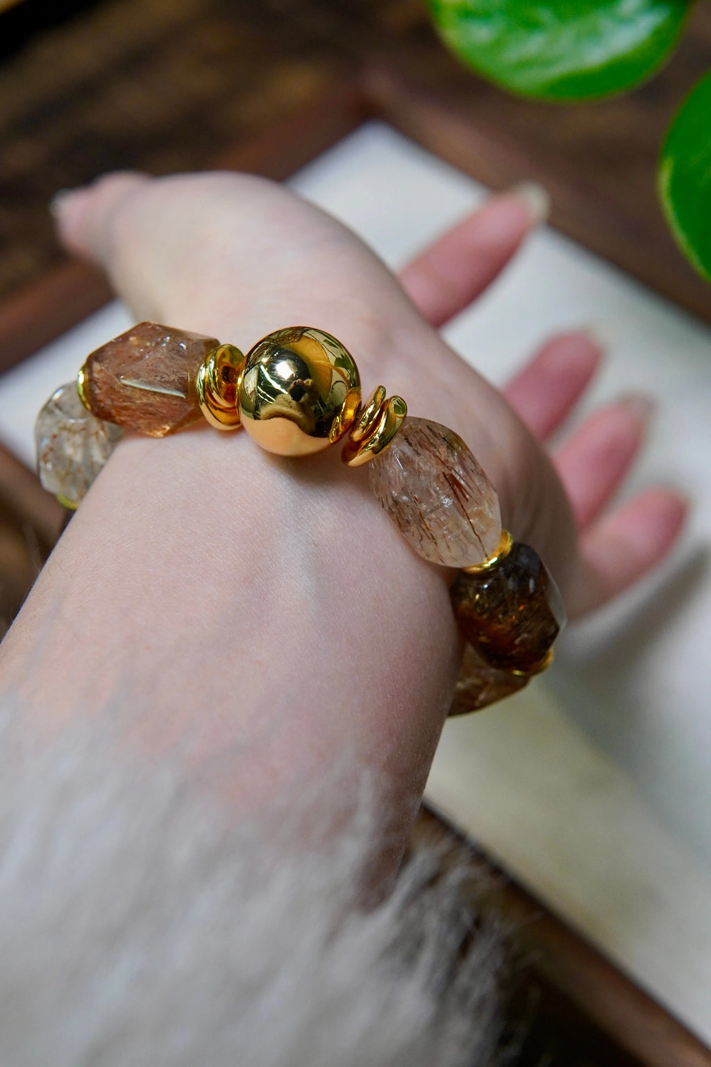 Black Gold Super Seven Bracelet – 12mm Beads, Copper Alloy Accents Miya Atelier-Shenzhen