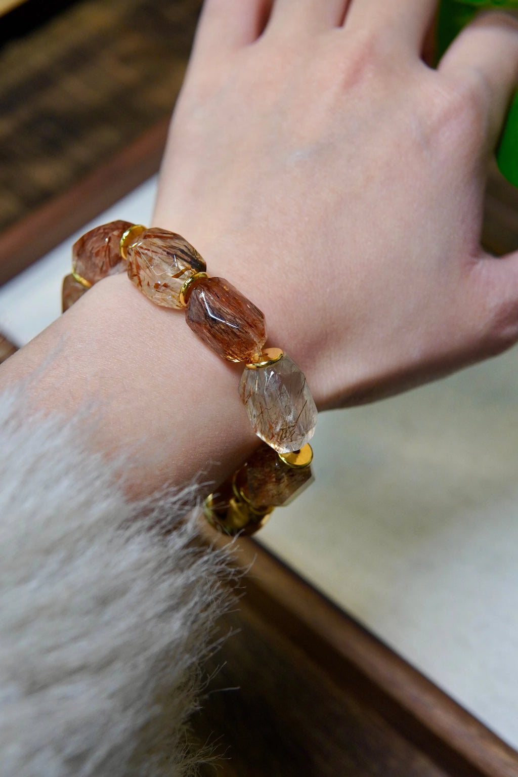 Black Gold Super Seven Bracelet – 12mm Beads, Copper Alloy Accents Miya Atelier-Shenzhen