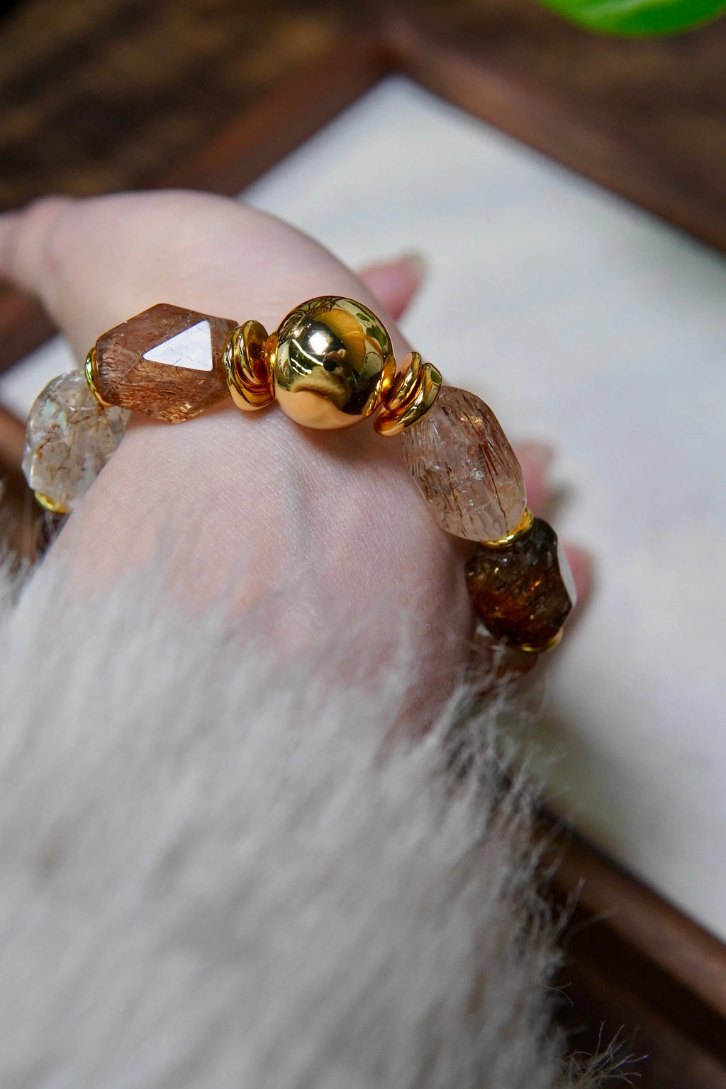 Black Gold Super Seven Bracelet – 12mm Beads, Copper Alloy Accents Miya Atelier-Shenzhen