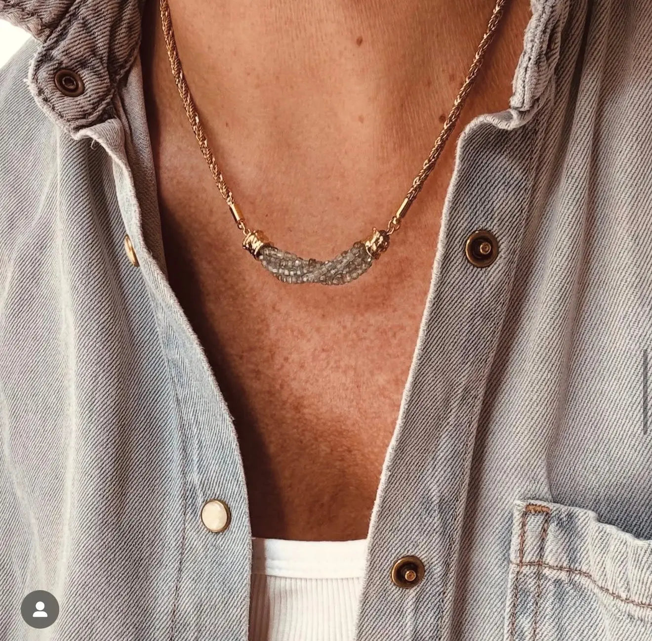 Maison Clairon Natural Stone Smile Necklace – Adjustable Gold Chain, Multi-Stone Options Miya Atelier-Shenzhen