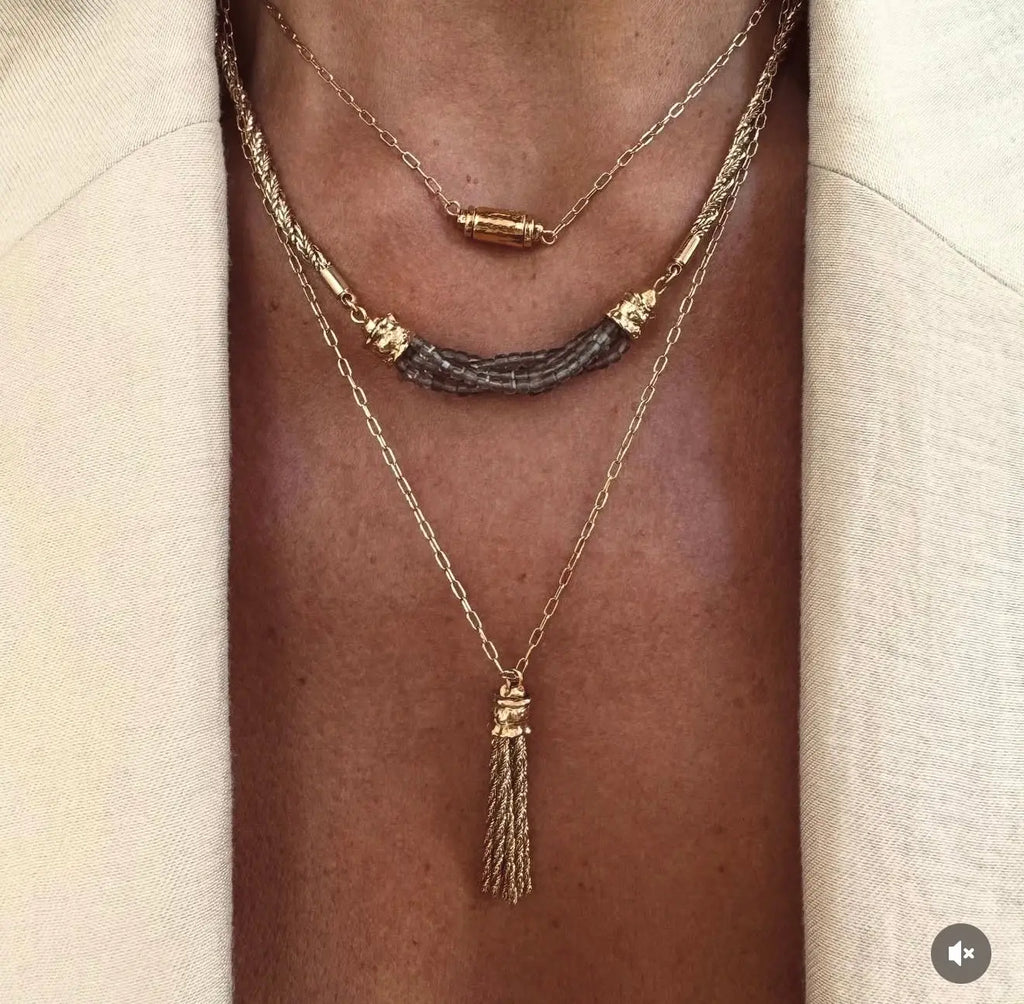 Maison Clairon Natural Stone Smile Necklace – Adjustable Gold Chain, Multi-Stone Options Miya Atelier-Shenzhen