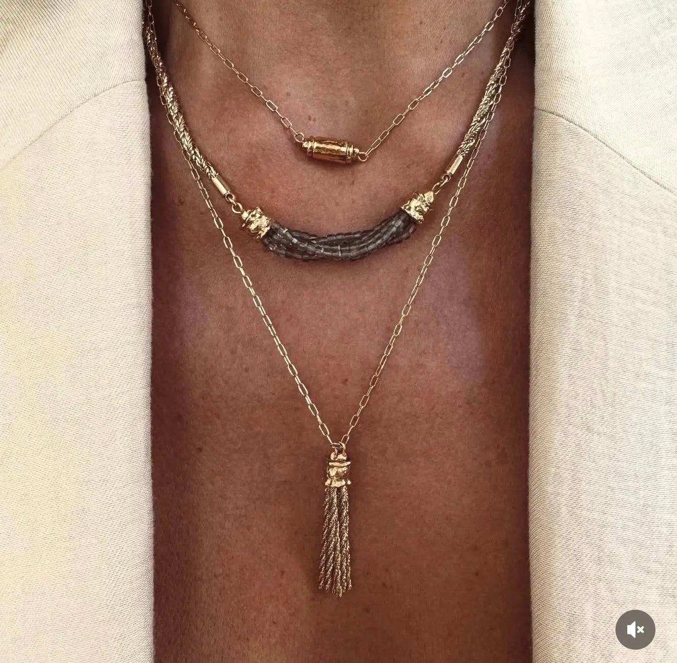 Maison Clairon Natural Stone Smile Necklace – Adjustable Gold Chain, Multi-Stone Options Miya Atelier-Shenzhen