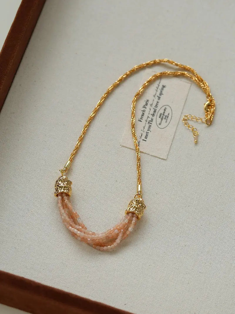 Maison Clairon Natural Stone Smile Necklace – Adjustable Gold Chain, Multi-Stone Options Miya Atelier-Shenzhen
