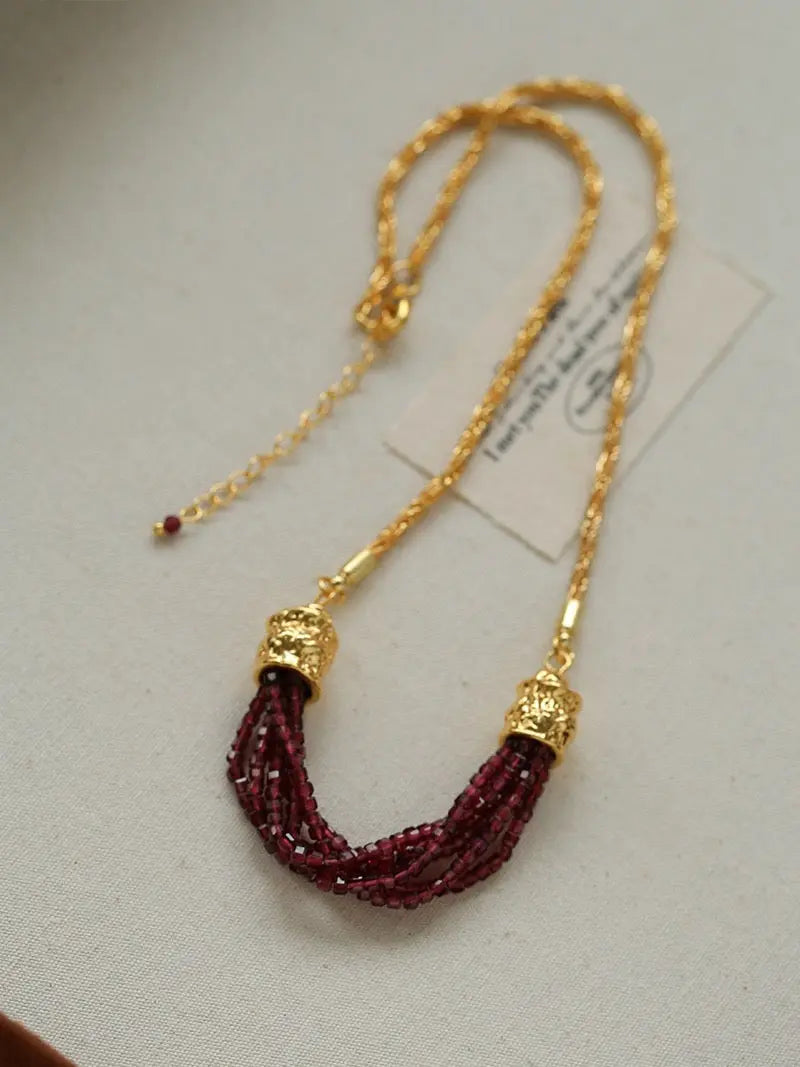 Maison Clairon Natural Stone Smile Necklace – Adjustable Gold Chain, Multi-Stone Options Miya Atelier-Shenzhen