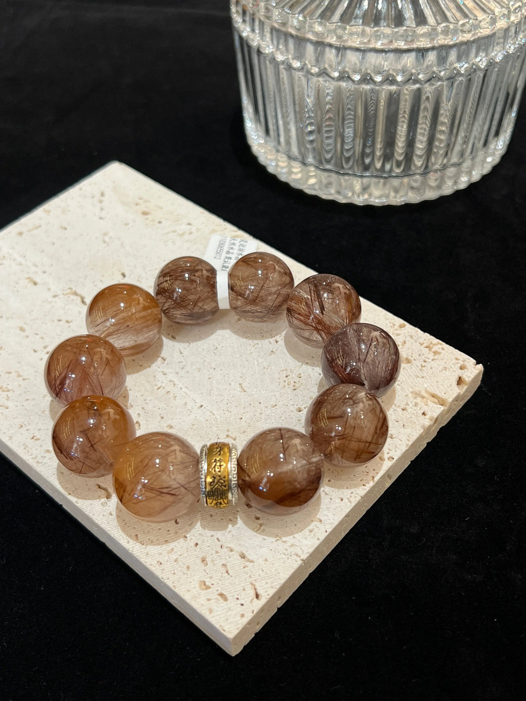 Rutilated Quartz Prosperity Bracelet – 20mm Beads, 30% Sterling Silver Accents Miya Atelier-Shenzhen