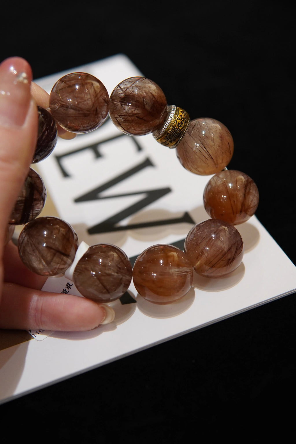 Rutilated Quartz Prosperity Bracelet – 20mm Beads, 30% Sterling Silver Accents Miya Atelier-Shenzhen