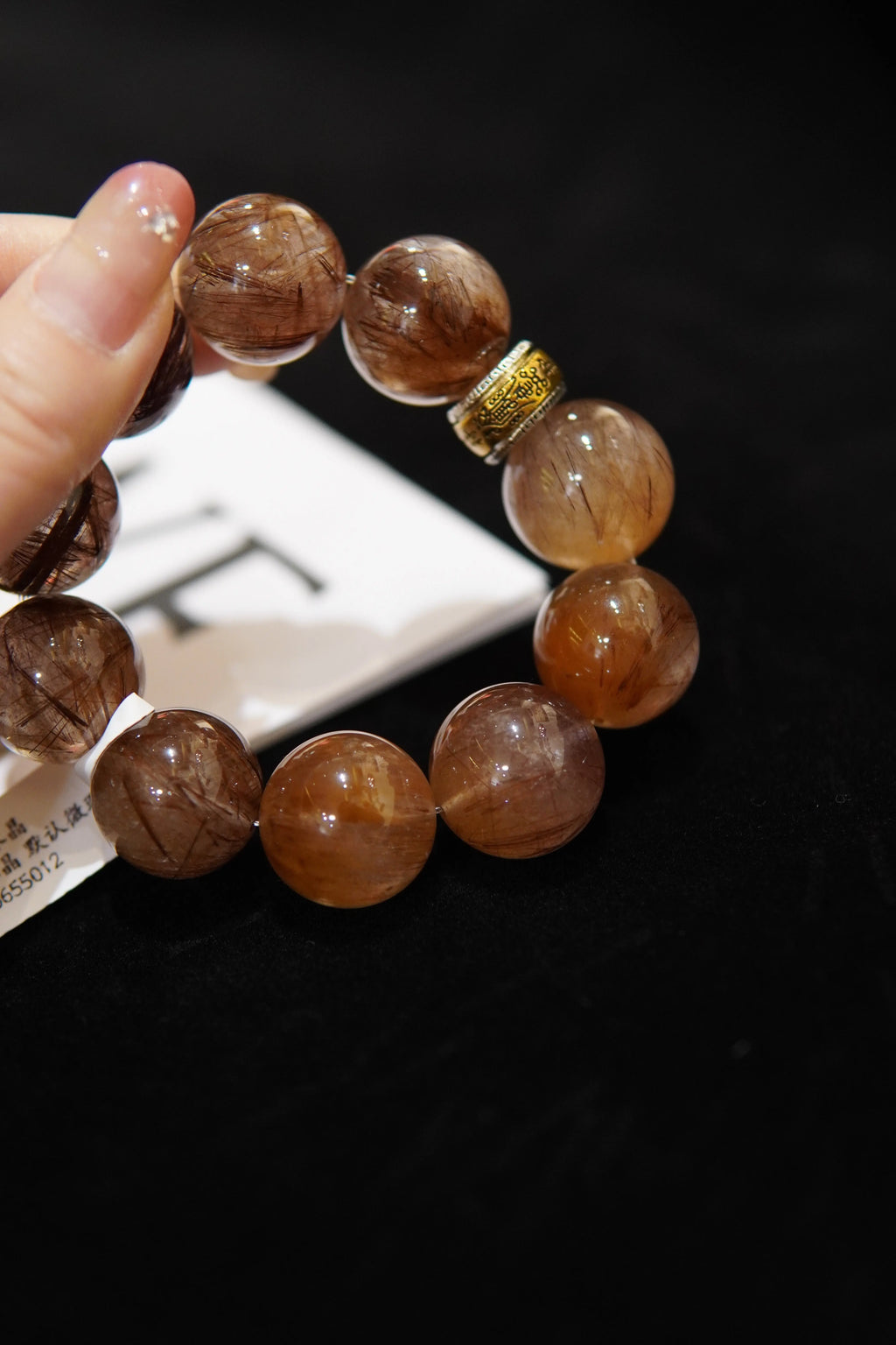Rutilated Quartz Prosperity Bracelet – 20mm Beads, 30% Sterling Silver Accents Miya Atelier-Shenzhen