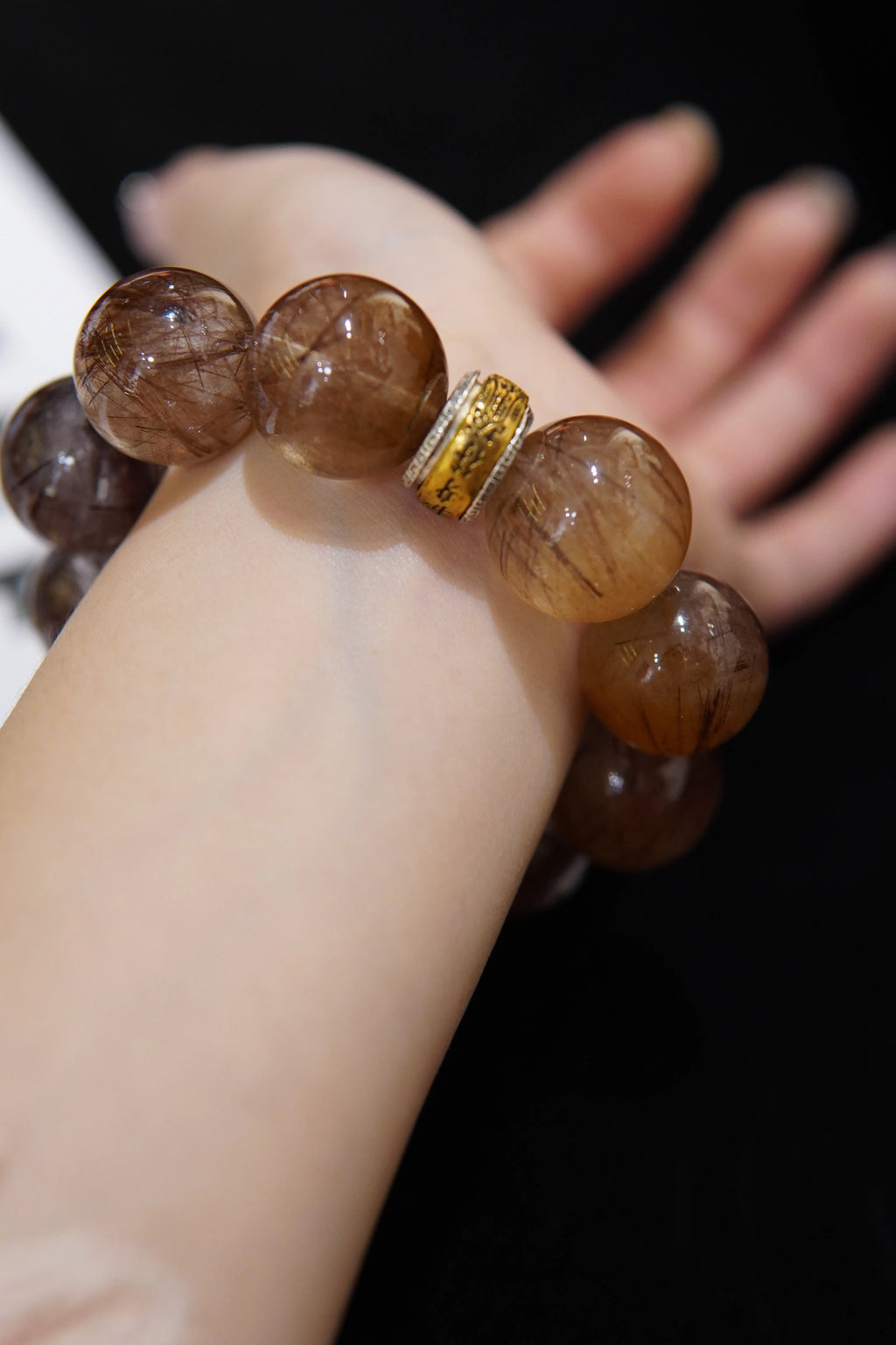 Rutilated Quartz Prosperity Bracelet – 20mm Beads, 30% Sterling Silver Accents Miya Atelier-Shenzhen