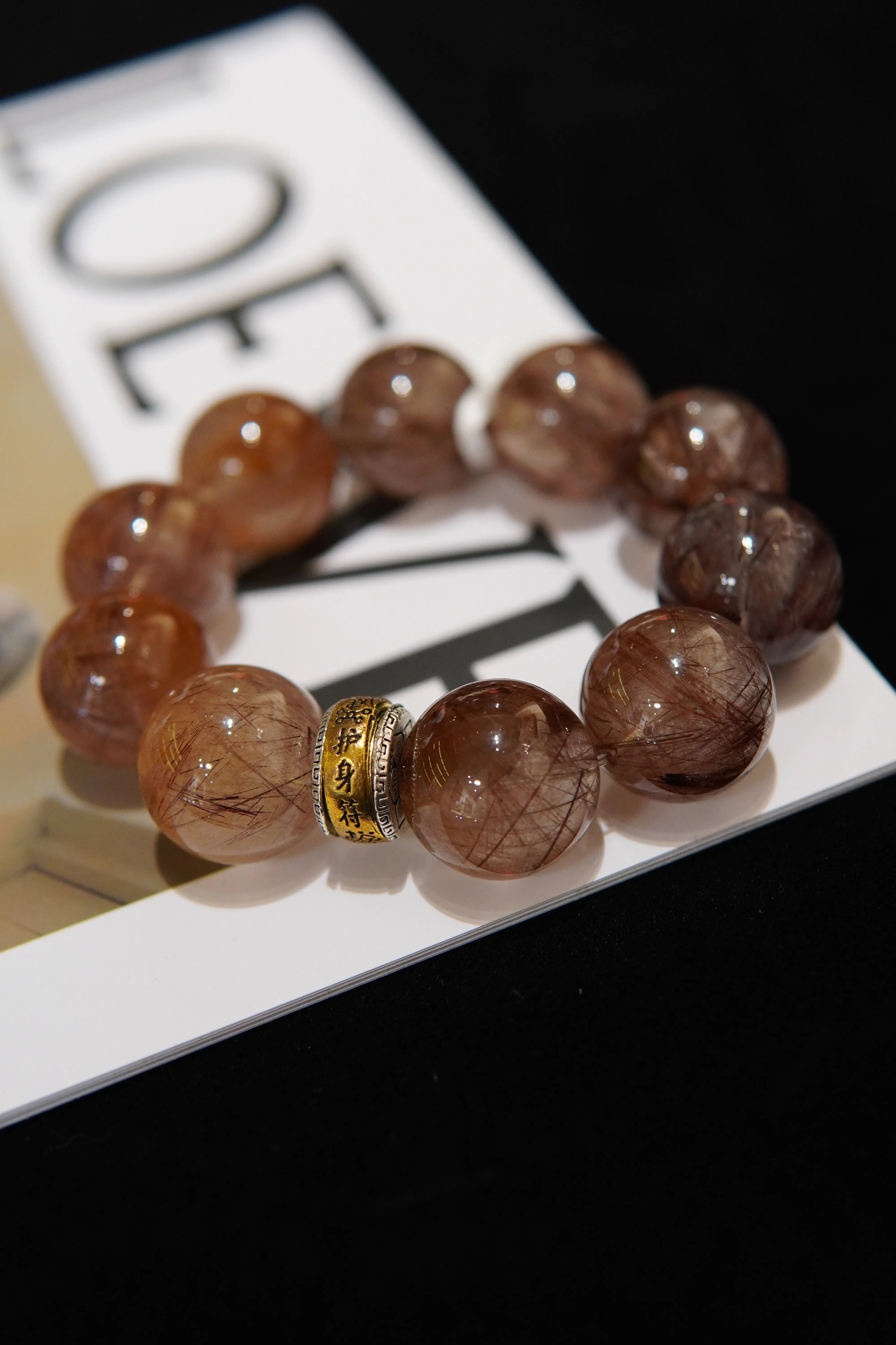 Rutilated Quartz Prosperity Bracelet – 20mm Beads, 30% Sterling Silver Accents Miya Atelier-Shenzhen