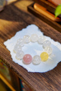 Clear Azeztulite · Yellow Fluorite · Rose Quartz Bracelet – 18mm Beads, Triple Blessing Miya Atelier-Shenzhen
