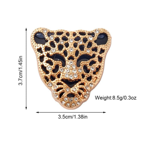 6 PCS-Luxury CZ Leopard Head Button Clip | Crystal Panther Statement Jewelry for Shirts & Blouses