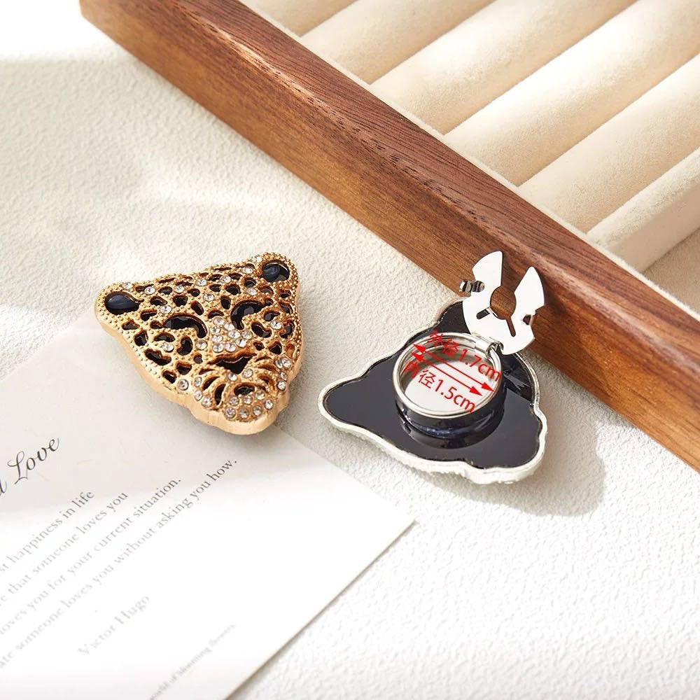 6 PCS-Luxury CZ Leopard Head Button Clip | Crystal Panther Statement Jewelry for Shirts & Blouses